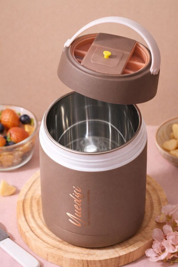 Kuti Termike Ushqimi Yummy – Ngjyrë Kafe me Dorezë Praktike